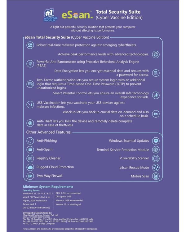 eScan Total Security Suite (Cyber Vaccine Edition) v22